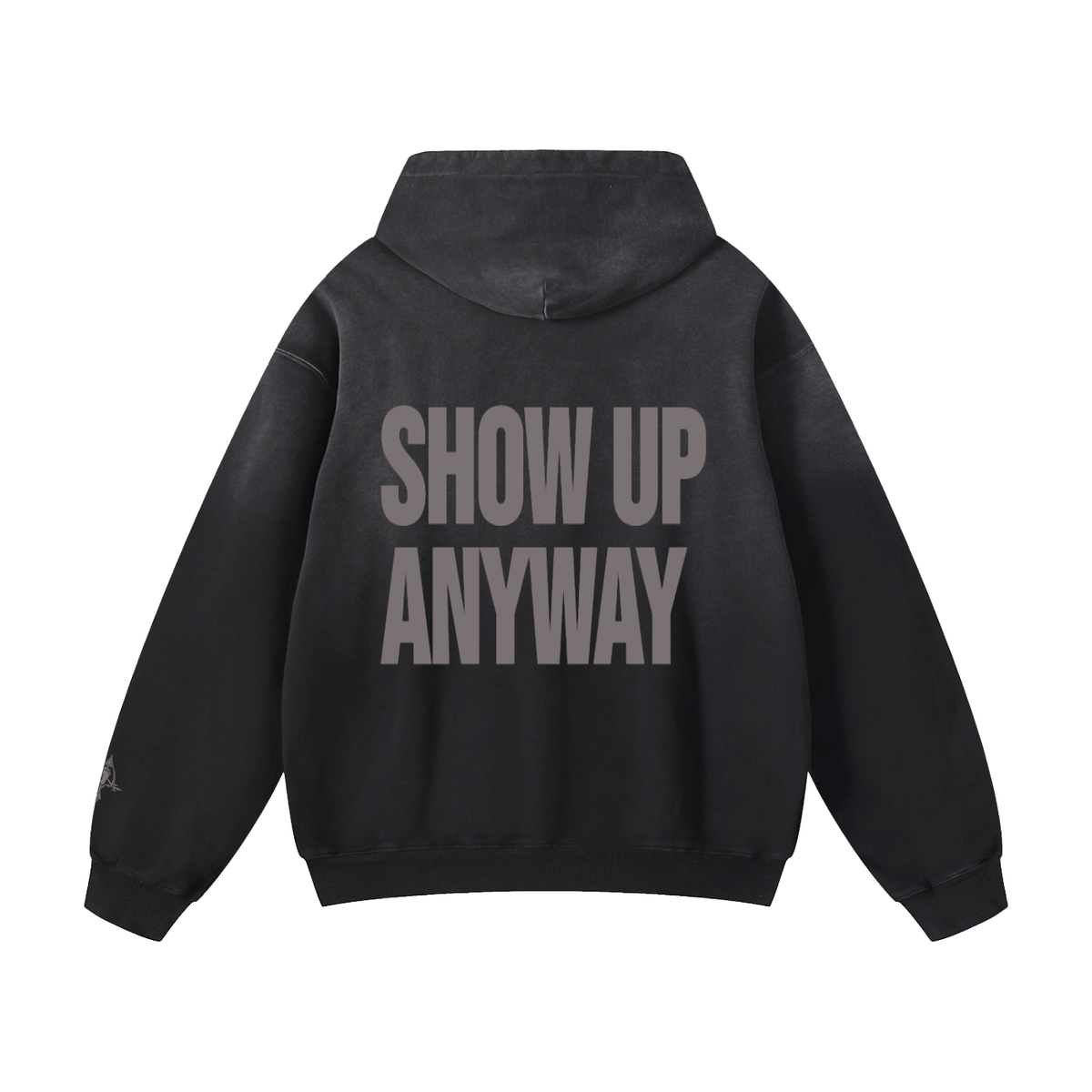 "Tired." Heavyweight Hoodie -- Washed Black