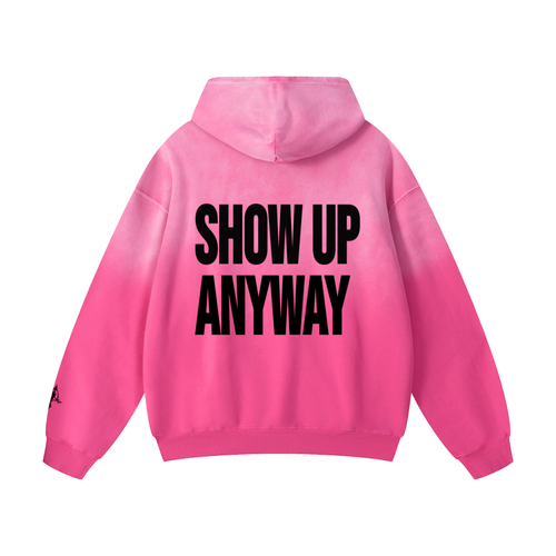 "Tired." Heavyweight Hoodie -- Washed Pink