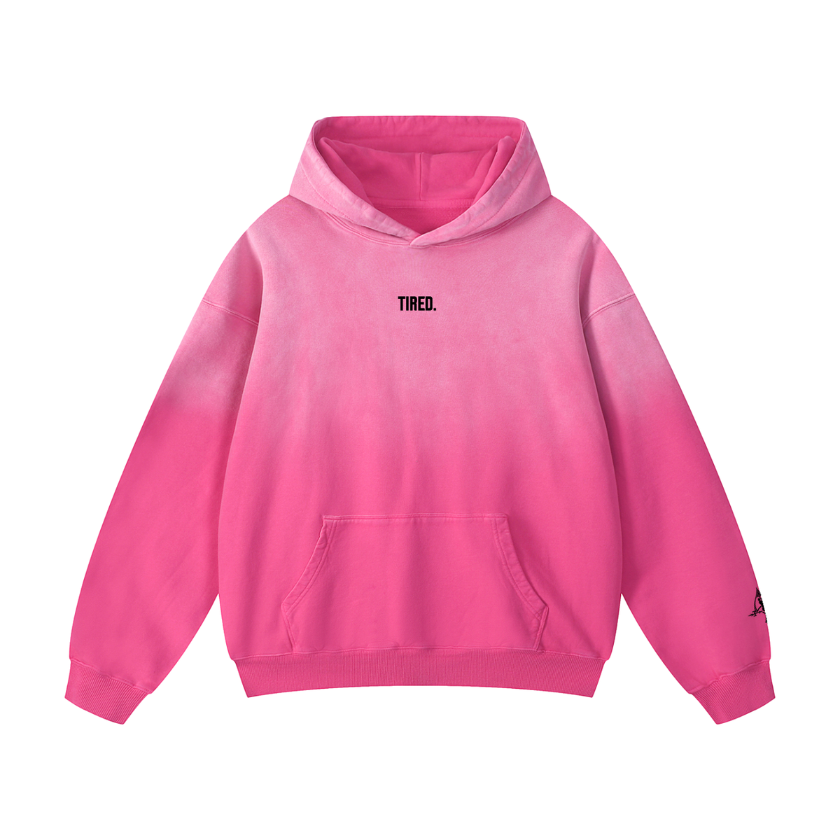 "Tired." Heavyweight Hoodie -- Washed Pink